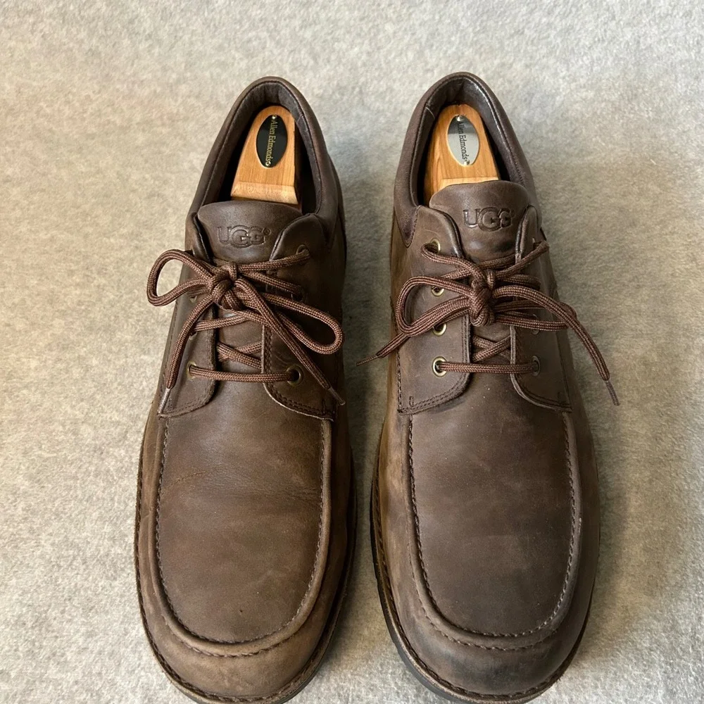 UGG Men's Brown Waterproof Leather Loafers Shoes 14EEE Wide 1009470 EUC Gorpcore